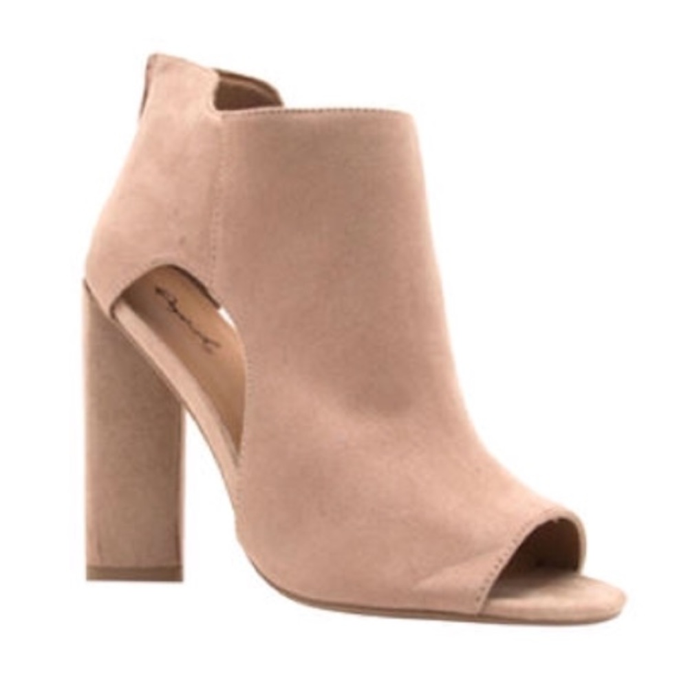 NEW Side Cut Peep Toe Chunky Heel Ankle Booties